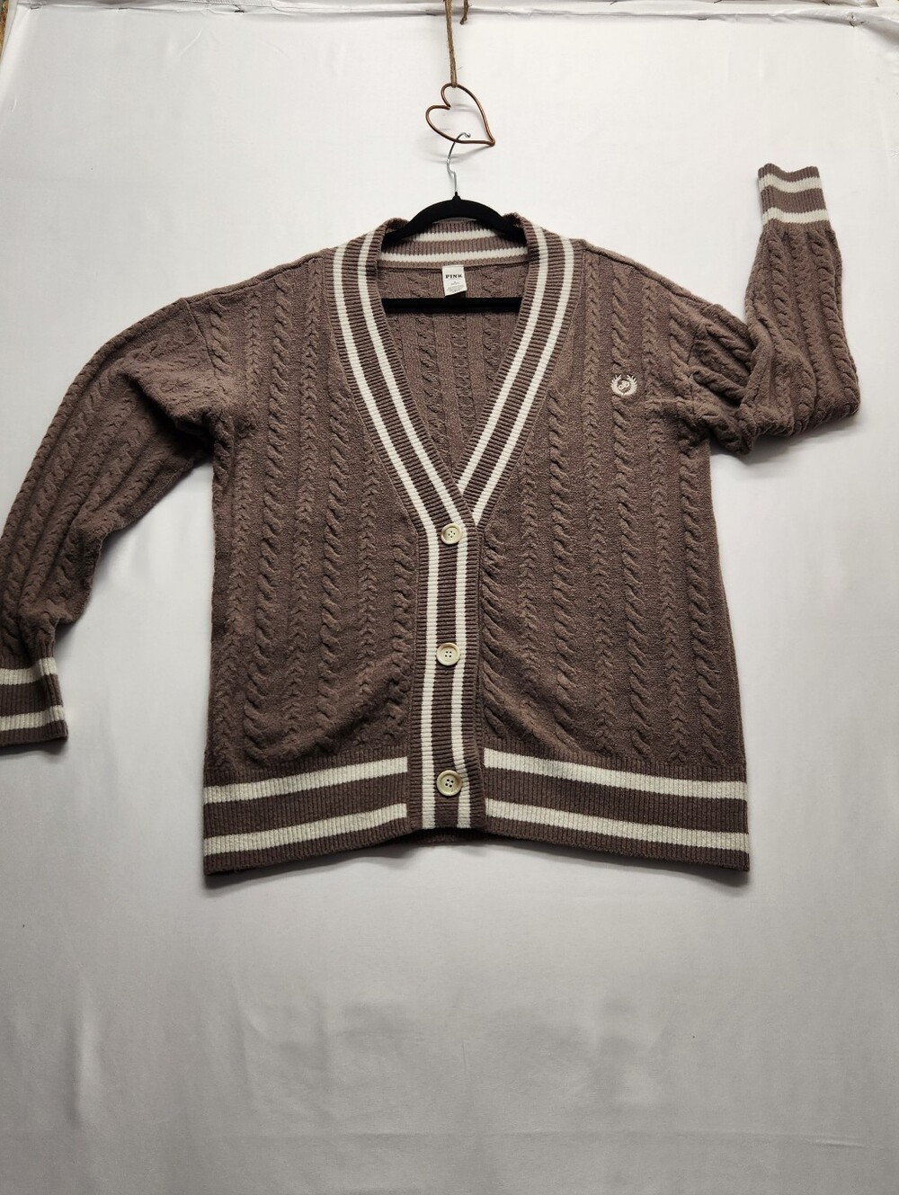 ⭐️Victoria Secret PINK Iced Coffee Collegiate Knit Oversized Cardigan Medium